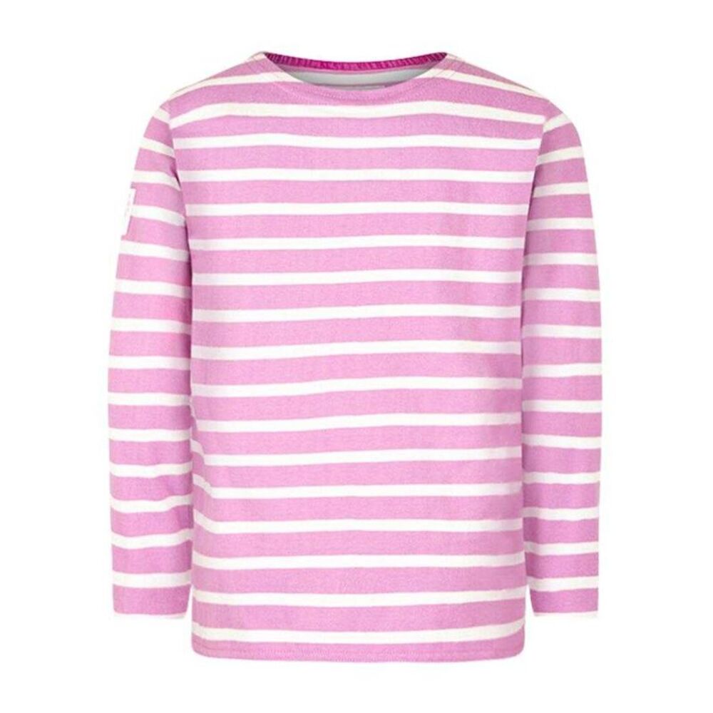 Lazy Jacks Girls Breton Contrast Striped Long-Sleeved Top / Fusion Pink
